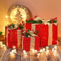 크리스마스 장식용 선물상자 3종 교회 성탄절소품