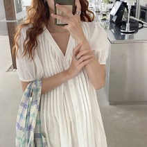 모니카 세로 핀턱 버튼 롱 원피스 3color 린넨 여름 루즈핏 주름 브이넥 TS048
