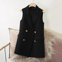 POMTOR 정장조끼 여 아우터 베이지 정장 베스트 조끼 허리 여리여리해 보이고