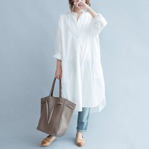 제이앤티 빅사이즈 박시핏 화이트 롱셔츠