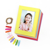 만꾸 종이액자 대 컬러10장 (집게+끈 포함) 세트 크라프트 페이퍼 프레임 사진 액자 노끈 가랜드, 단품