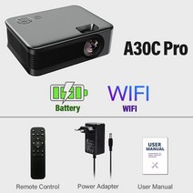 캠핑빔프로젝터 AUN 미니 프로젝터 A30C 프로 이파이 스마트 TV 휴대용 홈 시어터 시네마 배터리 동기화 안드로이드 IOS 스마트폰 4k 비디오, [01] A30CBattery, [03] AU 플매트 카펫 러그