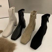 더구두 슬림 스퀘어 미들힐 앵클부츠-6005