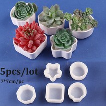 다육이 화분 실리콘 몰드 세트 3-4 개 DIY 핸드메이드 공예 콘크리트 시멘트 점토 거실 장식, 04 5pcs