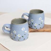 머그컵 2p세트 풀내음S 하늘 머그잔 카페 티컵 300ml, 2개