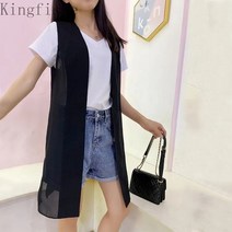 [Kingfishe]여성 여름 정장 쉬폰 롱 조끼 베스트 HH7 zhuo723