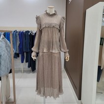 [시에로] 메탈 주름지 라운드 절개 롱스커트-SH1SKF437SV