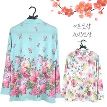 어르신샵 할머니 티셔츠 국산 여성 80대 요양원 옷 봄 가을 티 꽃무늬 카라 집업 60대 70대 선물