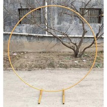 꽃 장식 전시대 셀프 웨딩 포토존 플라워 지지대 백그라운드 배경 연출 원형 아치 프레임 연철 풍선 파티 링 라운드 꽃문, 지름2.5m(골드)