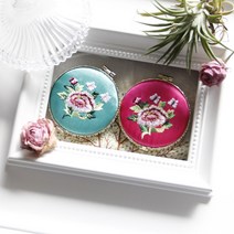 모란문양 자수 손거울 콤팩트(5colors), 5 블루