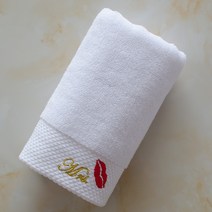 순면 라지 타올 가정용 호텔 호텔 미용실 흡수 성인 소프트 세면대 화이트 핸드 타올, 수건 레드 입술, 75x34cm