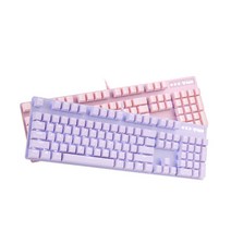 Rapoo V500PRO 퍼플 보라 핑크 유선 라푸 기계식 키보드, V500PRO 퍼플 적축, 퍼플 적축, 옵션선택