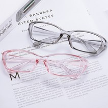 학생 납작 사각 파스텔 핑크 투명 투톤 뿔테 안경테