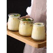 QooH 푸딩병 무스컵 유리컵 푸딩컵 요구르트병 유리병 베이킹몰드 뚜껑 있음, 200ml, 10개