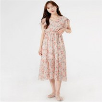 메이비굿 여자플라워 패턴캡소매원피스 롱원피스 여성원피스코디