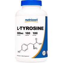 뉴트리코스트 L-티로신 500mg 1개 1서빙 500mg 180회분 L-Tyrosine Capsules [180 CAPS]