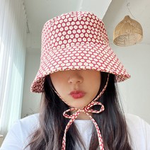 플라워 턱끈 벙거지 여름 여자 버킷햇코디