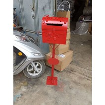 유럽풍 엔틱 우편함 정원 펜션 테라스 인테리어 현관 편지함 스탠드 우체통 EA, 레드