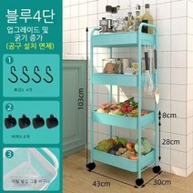 트롤리 핸드카 끌차 수레 구루마 카트랙, 1개, 11.1 레이어 - 메탈 메쉬 바스켓 사파이어 블루 4