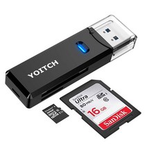 USB 2.0 SD MicroSD 카드 리더기, 블랙, 카드리더기 2.0