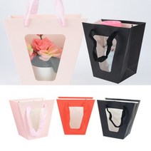 컬러 사다리꼴쇼핑백 꽃다발종이가방 플라워쇼핑백 꽃포장, 소 - 레드