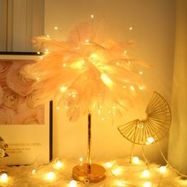 깃털 스탠드 플로어 무드등 거실 조명기구 인테리어, 핑크【메탈 베이스】배터리+USB _사건