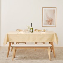 룰루홈 린넨 방수 코팅 식탁보 테이블보 5색 다양 사이즈, (130x240cm), 린넨 노란베이지