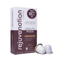 Rejuvenation Nespresso 호환 케토 커피 포드 - 프리미엄 코코넛 MCT 오일이 풍부한 아라비카 커피. 체중 감량 커피. 방탄 케토제닉 친화적 저탄수화물 무설, 케토 커피_1개(10개들이 팩)