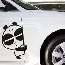 문에붙이는 빼꼼 판다 튜닝 데칼스티커 차량용품 튜닝용 포인트, 1개, 블랙