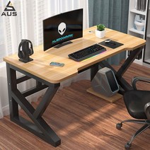 아우스 YF 컴퓨터책상 학생책상 사무용책상 고등학생책상 컴퓨터테이블 게임용책상 중학생책상 사무실책상 서재책상 1인용책상 2인용책상, 원목무늬상판+블랙프레임(1600mm)