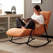 ROCKING CHAIR 발코니 거실 1인 리클라이너 소파 흔들의자 안락의자, 6.밝은 회색+블랙 다리