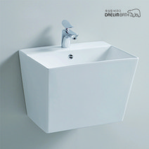 CL-370/대림바스/평면붙임세면기/반다리세면기/일체형세면기/욕실세면대, 수동, P자트랩 (벽배수), 대림정품폽업/트랩(+25000)