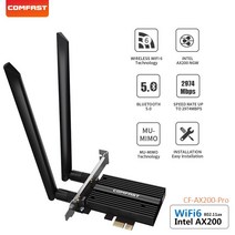 듀얼 밴드 3000Mbps 와이파이 6 인텔 AX200 프로 PCIE-X1 무선 어댑터 2.4G / 5G 와이파이 네트워크 카드, 한개옵션0