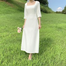 셀프 웨딩 드레스 신부 예복 새틴 라이트 심플 원피스