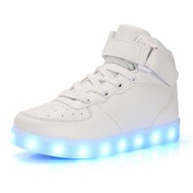아이스스케이트화 피겨스케이트화 스피드스케이트화USB 충전 하이 탑 LED 발광 남성 신발 패션 빅 사이즈, 10 34, 10 WHITE