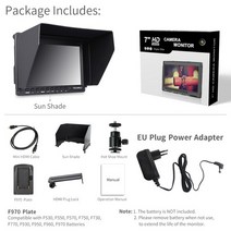 Feelworld FW759 7 인치 IPS 1280x800 카메라 필드 DSLR 비디오 모니터 (피킹 포커스 포함) BMPCC Canon Sony Shotting 용 HD 7, EU Plug Type
