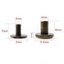 20Pcs 솔리드 네일 볼트 스트랩 리벳 5/6.5/8mm 나사 가죽 공예 부기 수하물 의류/가방/신발을위한 둥근 머리 나사, 청동색 9.5x8mm