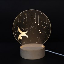 아트조이 LED 아크릴 원형 무드등, 달과 별