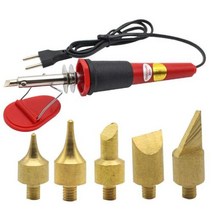 우드버닝 온도 조절 엠보싱 목공 납땜 인두 헤드 세트 스텐실 펜 키트 낙화술 마킹, 7pcs+EU Plug