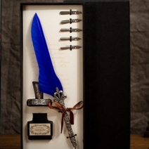 지니홀딩스 고급 캘리그라피 깃털펜세트 깃펜 +펜촉 +잉크 + 받침대, 3-깃펜-레드