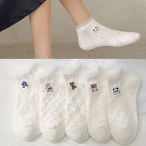 워더미 여성용 봄여름 프릴 화이트 캐릭터 패턴 단목 양말 W602