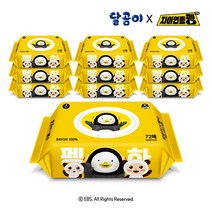 [달곰이 X 펭수] 에코 프렌즈 레이온 100% 친환경 아기 물티슈 캡형 10팩, 없음