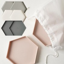 더홈스 육각 접시 8P세트 캠핑식기(파우치 포함), 아이보리2개+핑크2개+그레이2개+딥그레이2개+파우치2개