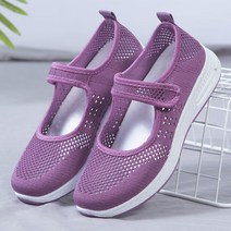 가벼운 메리제인 운동화 여름 메쉬 엄마 어머니 신발 50대 여자 255 찍찍이 큰발