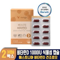 담다 건조효모 비타민D 1000IU 비타민디 영양제 식물성 에코캡슐, 2개, 30캡슐