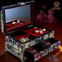 나전칠기자개장 Jinbei 전설 어머니의 진주 나무 보석 상자 칠기 스타일 공주 복고풍 결혼 선물, [02] 나전 칠기 보석함 목제소