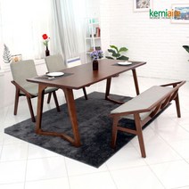 케미에르 나르곤 4인용 원목식탁SET(벤치형) KHD-453B