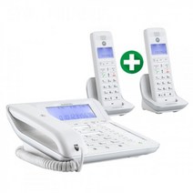 모토로라 유무무선 전화기 C7201A 1대+증설용1대 화이트블랙발신자표시녹음통화녹취자동응답기능, 화이트+화이트