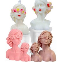 iDOTODO 2Pcs 3D 캔들 실리콘 몰드 눈을 감고 가린 소녀 DIY 석고 비누 공예 도구, Blindfold Girl Mold
