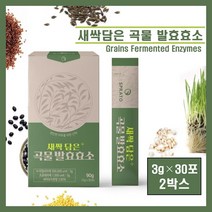 국내산 곡물 발효 효소 분말 가루 스틱 새싹보리 효소 높은 역가수치 현미 보리 치커리 식이섬유 소화효소 효소제 분해효소 복합효소 아밀라아제 프로테아제 누룽지맛 추천, 2박스, #영에버그린#새싹담은곡물발효효소(3g×30포)